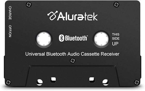 Aluratek Universal Bluetooth Audio Cassette Receiver: 8-Hour Playtime, 33ft Range, Rechargeable Battery - ABCT01F