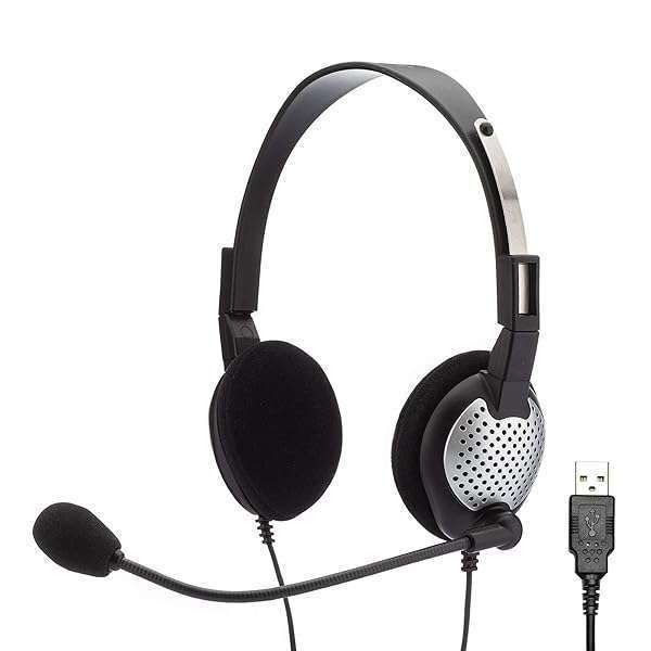 Andrea Communications NC-185VM USB High Fidelity Stereo Headset - Black | Best USB Computer Headset for Clarity & Comfort