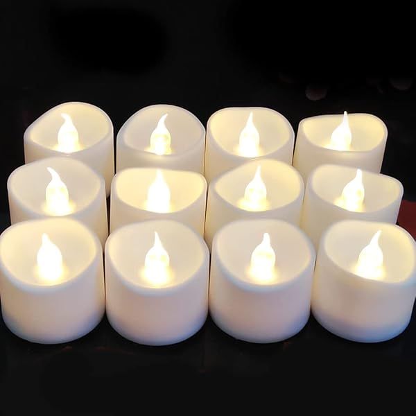 Anziner Flameless LED Tealight Candles with Timer - 12 Pack Warm White Votive for Home Decor