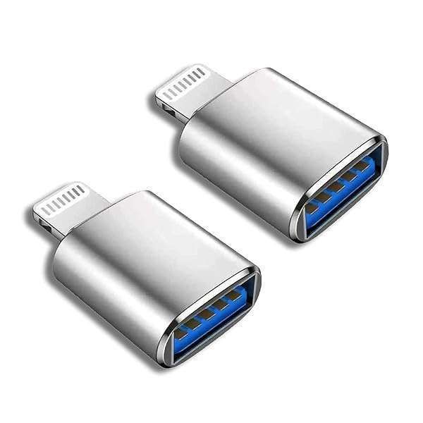 Apple MFi Certified Lightning to USB Female Adapter - 2 Pack for iPhone 13/12/11/XR/XS/8/7, OTG Data Sync & Card Reader