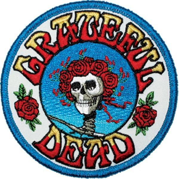 Shop Skull and Roses Logo Patch in Blue - Trendy Application for Fashion & DIY Projects