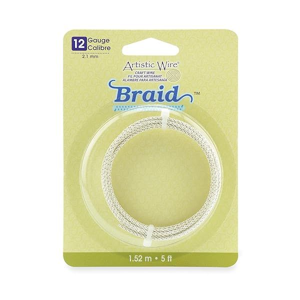 Artistic Wire 12 Gauge Braided Round Copper Craft Wire - Tarnish Resistant, 5 ft for Jewelry Making
