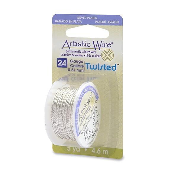 24 Gauge Silver Plated Tarnish Resistant Copper Craft Wire - 5 Yards of Round Twist Art Wire