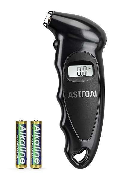 AstroAI Digital Tire Pressure Gauge - 150 PSI, Backlit LCD, Non-Slip Grip, AAA Batteries - Perfect Stocking Stuffer for Cars & Bikes