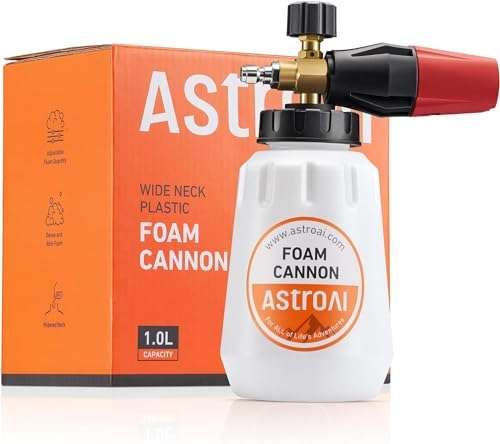 AstroAI Foam Cannon: Heavy Duty Adjustable Snow Foam Lance for Pressure Washers - 1L Bottle & Quick Connector