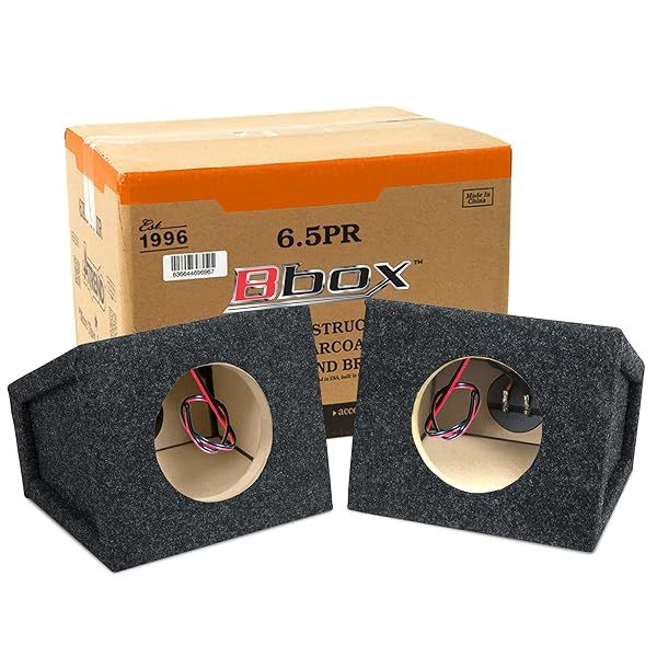"Enhance Sound with Atrend Bbox Pro 6.5" Speaker Enclosures - Premium Bass, Nickel Terminals & 18 Gauge Cables - Set of 2"