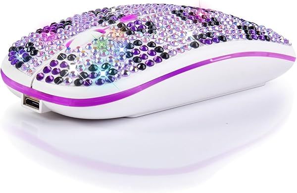 Attoe Bling Wireless Bluetooth Mouse: Rhinestone Crystal Design for PC, Laptop & MacBook - Perfect Gift for Her!