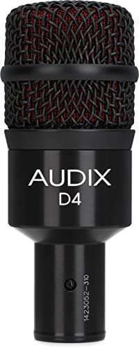 Audix D4 Hypercardioid Dynamic Microphone for Kick Drums & Bass Instruments - Best Sound Quality!