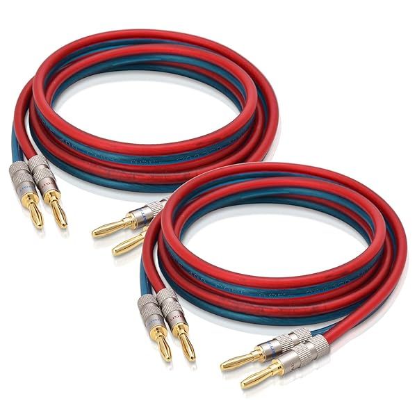 AutCreation 12AWG HiFi Speaker Cable with Gold-Plated Banana Plugs - 1.5M Pure Copper Wire for Superior Sound Quality