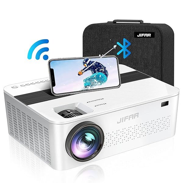 "JIFAR 4K Projector with 5G WiFi & Bluetooth - 1100ANSI Outdoor Movie Projector for PS5, iOS, Android | 450" Display & Dolby Audio"
