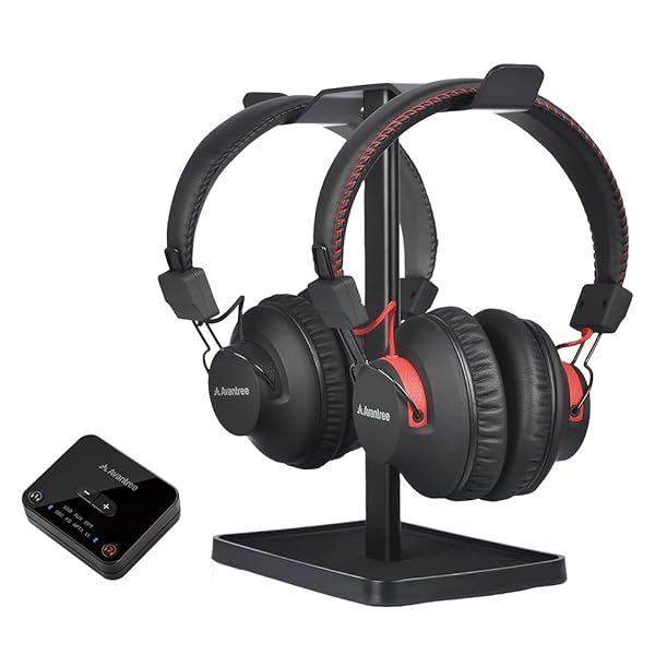 Avantree HT41899 Dual Bluetooth 5.0 Wireless Headphones for TV - 40Hrs Playtime, No Delay, Individual Volume Control & Stand