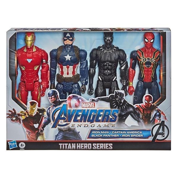 "Avengers Endgame Titan Hero Series: 12" Action Figures - Captain America, Iron Spider, Black Panther & Iron Man"