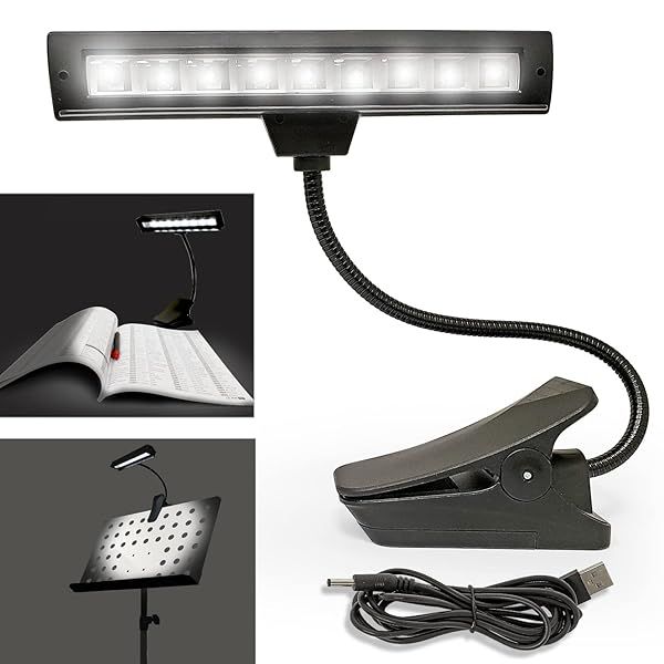 AxcessAbles Orchestra 9 LED USB Music Stand Light - Clip-On, Adjustable Goose Neck for DJs & Musicians