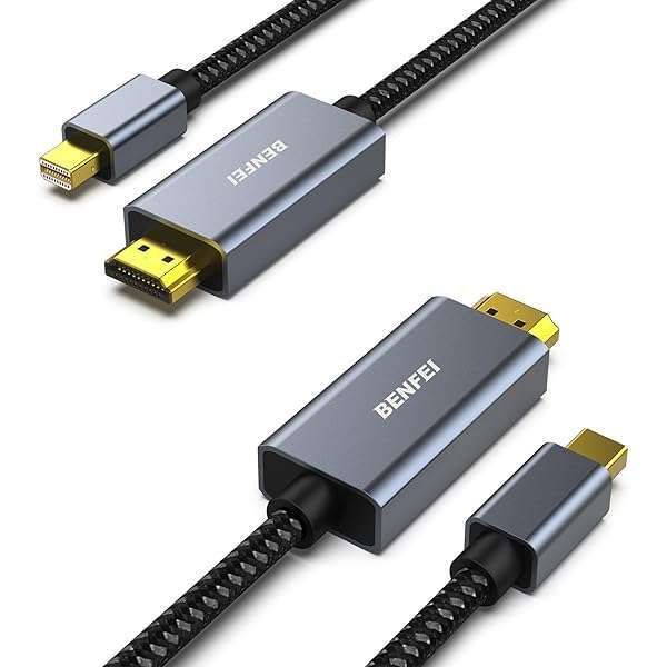 BENFEI 2 Pack Mini DisplayPort to HDMI Cable 6ft - 4K@30Hz, Nylon Braided, Compatible with MacBook, Surface Pro & More
