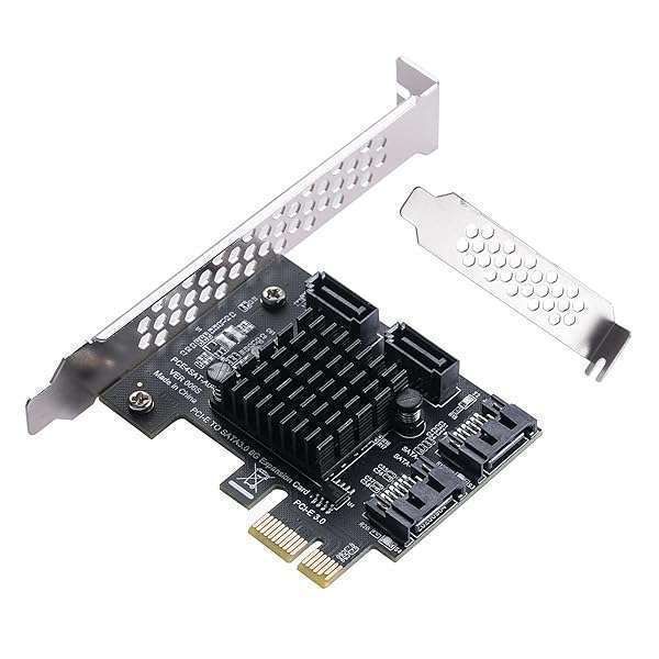 BEYIMEI PCIe SATA Card 4 Ports - SATA III 6 Gbps Controller Expansion with Low Profile Bracket