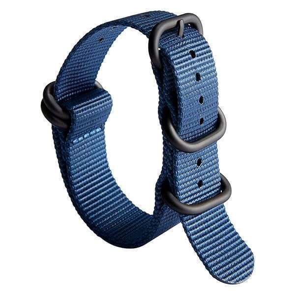 BINLUN Nylon Watch Strap Thick Premium Ballistic Multicolor Bands for Men Women 18mm 19mm 20mm 21mm 22mm 23mm 24mm with Military Heavy Duty 5 Rings Stainless Steel Buckle(BLue-BLack,23mm)