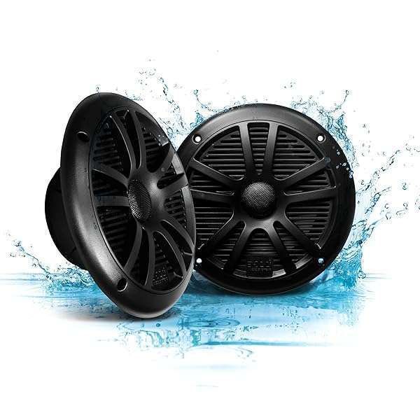 "Upgrade Your Boat Sound: BOSS MR6B 6.5" Marine Speakers - 180W, Weatherproof, Full Range, Coaxial, Sold in Pairs"