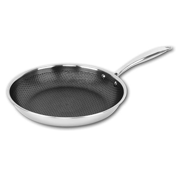 "Brentwood B-FH28 11" Non-Stick Stainless Steel Frying Pan - Induction-Ready 3-Ply Hybrid Cookware"
