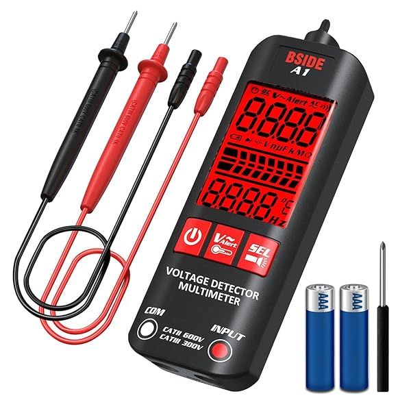 BSIDE Digital Multimeter: Smart Auto Range Pocket Tester for Voltage, Resistance & Continuity with Flashlight - Black