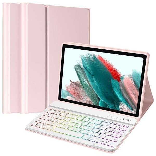 "Backlit Keyboard Case for Galaxy Tab A8 10.5" (2022) - Detachable Wireless Cover in Pink, Compatible with SM-X200/X205/X207"