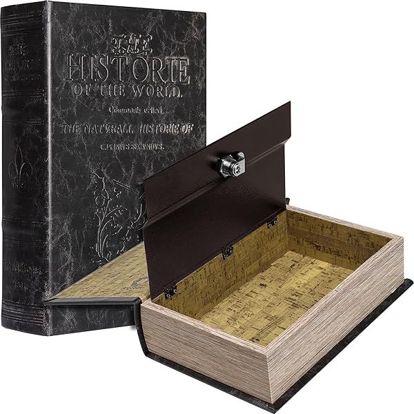 Secure Your Treasures: Barska Antique Black Book Lock Box with Key Lock - Stylish & Functional Storage Solution