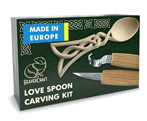 BeaverCraft Wood Whittling Kit for Beginners - DIY Spoon Carving Tools & Hook Knife for Adults & Teens
