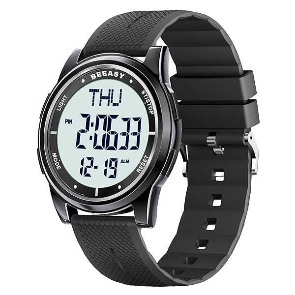 Beeasy Men's Waterproof Digital Watch: Ultra-Thin, Stopwatch, Dual Time & Countdown Features