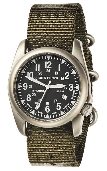 Bertucci A-4T Super Yankee: Black Dial & Olive Nylon Band - Durable & Stylish Watch
