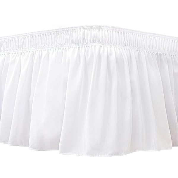 "Shop Biscaynebay Queen Bed Skirts - 15" Drop, White, Adjustable, Wrinkle-Free & Machine Washable for Luxurious Comfort"