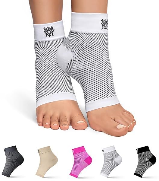Bitly Compression Socks for Plantar Fasciitis - Arch Support & Heel Pain Relief for Men & Women (White, Small)