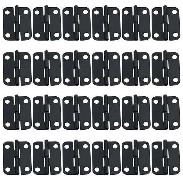 "Antrader 1" x 3/4" Black Cabinet Hinges - Pack of 24 Metal Foldable Butt Hinges for Doors & Closets"