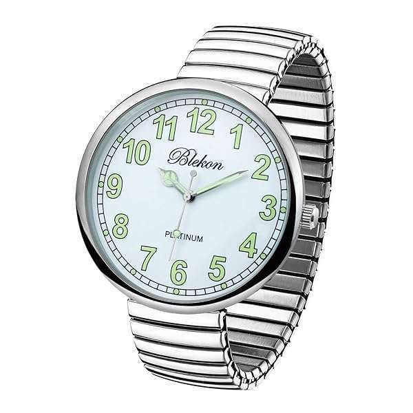 Shop Blekon Super Large Face Stretch Band Watch - Japanese Movement PC21J in Silver/Luminous