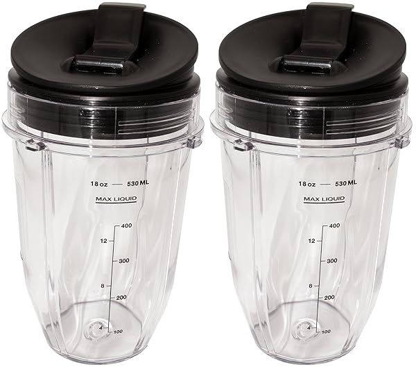 Blendin 18oz Small Cup Jar with Sip N Seal Lids - Nutri Ninja Auto-iQ Compatible Replacement (2 Pack)