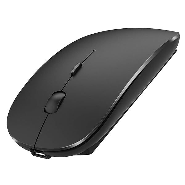 Rechargeable Bluetooth Mouse for iPad Pro, Air & MacBook - Wireless for Laptops & PCs (Black)