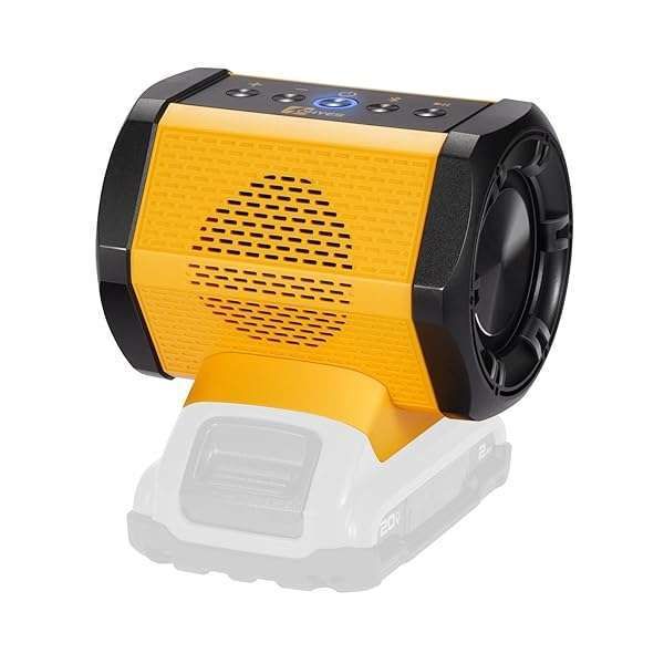Bluetooth Speaker for DeWALT 20V Max Battery: USB-A/C Charging for Jobsite, Camping & Parties