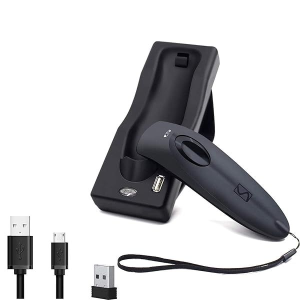 Bluetooth Wireless Handheld Barcode Scanner - 2.4G USB Rechargeable 1D/2D QR Scanner for Laptops, PC, Android & iOS