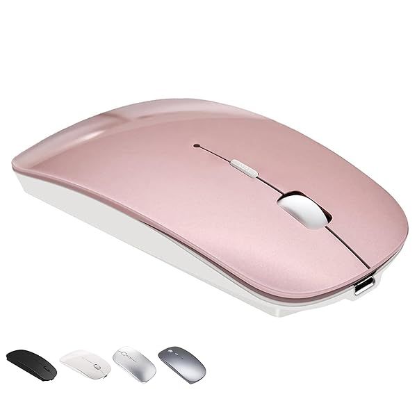 Bluetooth Wireless Mouse for MacBook & iPad - Slim, Rechargeable, Silent, Rose Gold | Perfect for Laptops & Desktops