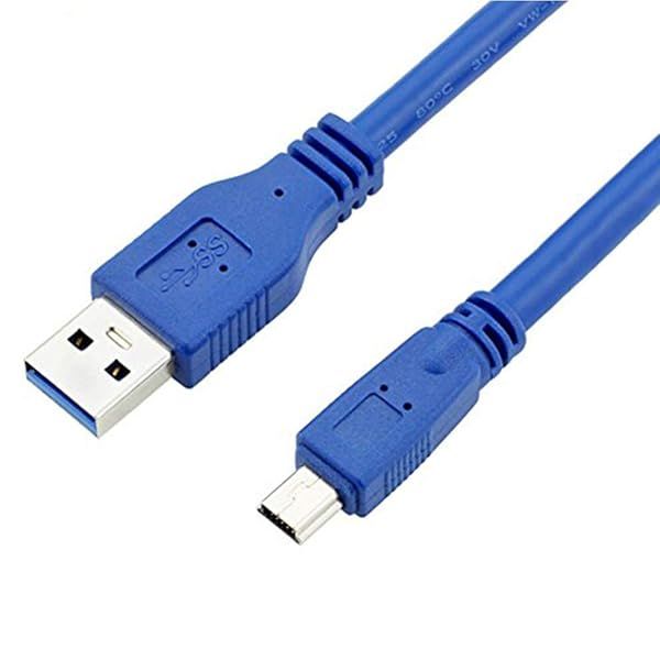Bluwee SuperSpeed USB 3.0 Blue Cable - Type A to Mini B 10-Pin, 0.6m (2ft) - Fast Data Transfer & Durable Design