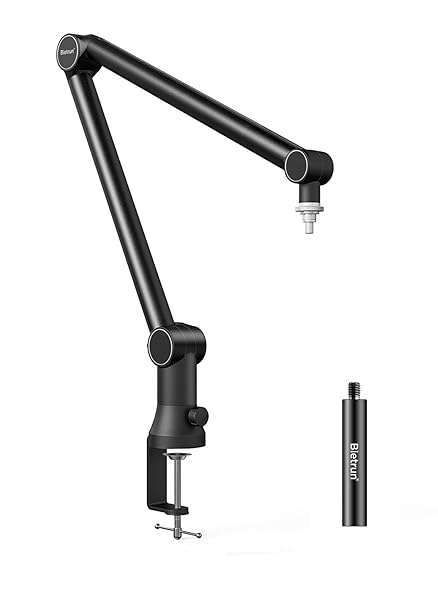 2024 Upgraded Boom Mic Arm for Shure SM7B, MV7 & Blue Yeti - Heavy Duty Desk Mount with Hidden Cable Trough for Podcasting & Video