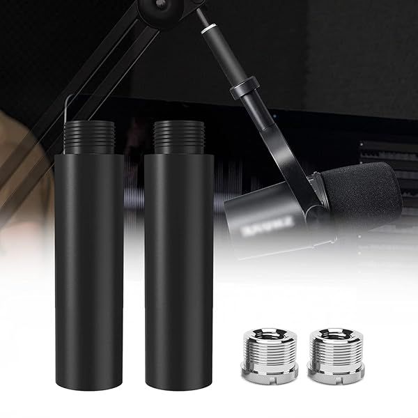 "Upgrade Your Setup: Boseen 5/8" Mic Stand Extension Tube with Adapters for Desk Boom Arm - 2 Pack"