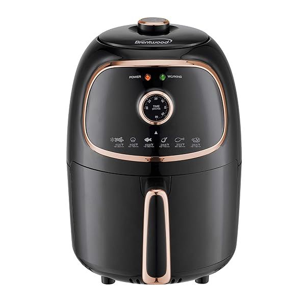 Brentwood AF-202BKC 2-Quart Electric Air Fryer: 1,200W with Timer & Temp Control - Black/Copper