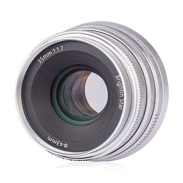 Brightin Star 35mm F1.7 Lens for Canon EOS-M: Large Aperture Manual Focus Prime for Mirrorless Cameras