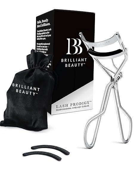 Brilliant Beauty Eyelash Curler - Award-Winning, No Pinching, Includes Satin Bag & Refill Pads for Gorgeous Lashes in Seconds!