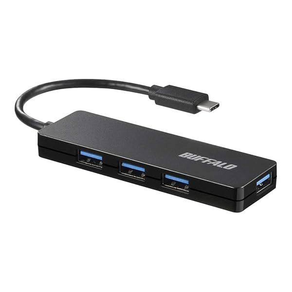 Buffalo USB Hub for PS5 & MacBook: 4-Port Type-C USB 3.1 Gen1, Slim & Lightweight for Home & Remote Work