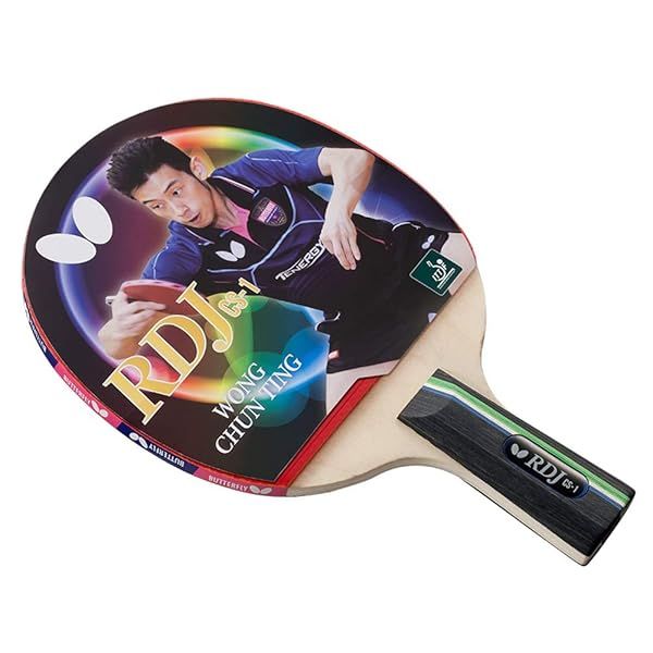 Butterfly RDJ CS1 Chinese Penhold Table Tennis Racket: Spin, Speed & Control for Beginners - Red & Black