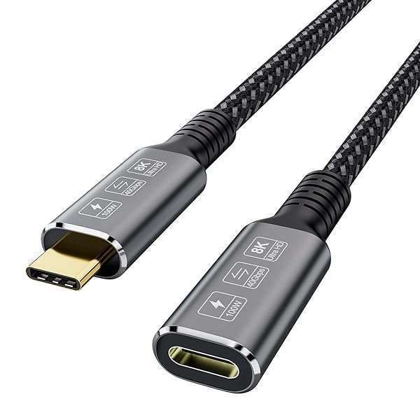 Buy CABLEDECONN USB4 Extension 8K 240W Cable - Thunderbolt 4 Compatible, 40Gbps Data Transfer, Ultra HD 8K@60Hz, 0.8M Length