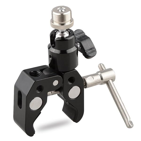 CAMVATE Crab Clamp with Articulated 1/4 Mini Ball Head for Microphones - Perfect for Filmmakers & Content Creators