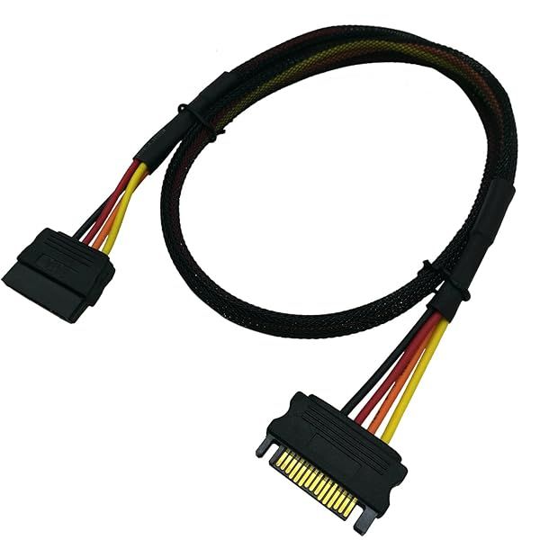 COMeap 24-Inch SATA Power Extension Cable - M/F Serial ATA HDD Adapter for Easy Connectivity