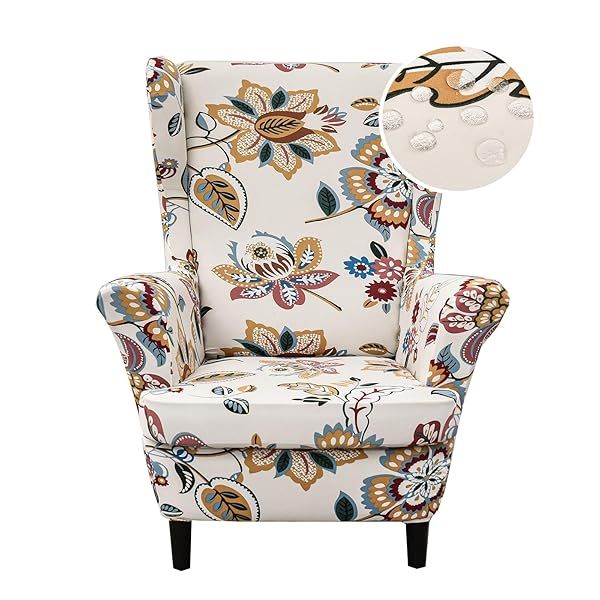 CRFATOP Stretch Wing Chair Slipcovers - 2 Piece Spandex Covers for Living Room & Bedroom Wingback Chairs (A25)