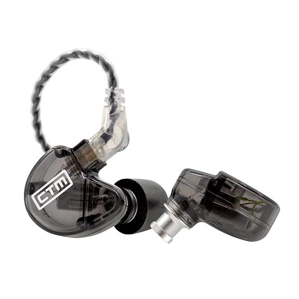 CTM CE320 Triple Driver In-Ear Monitor: Noise-Isolating Wired Earbuds for Musicians with Detachable Cable (Smoke)
